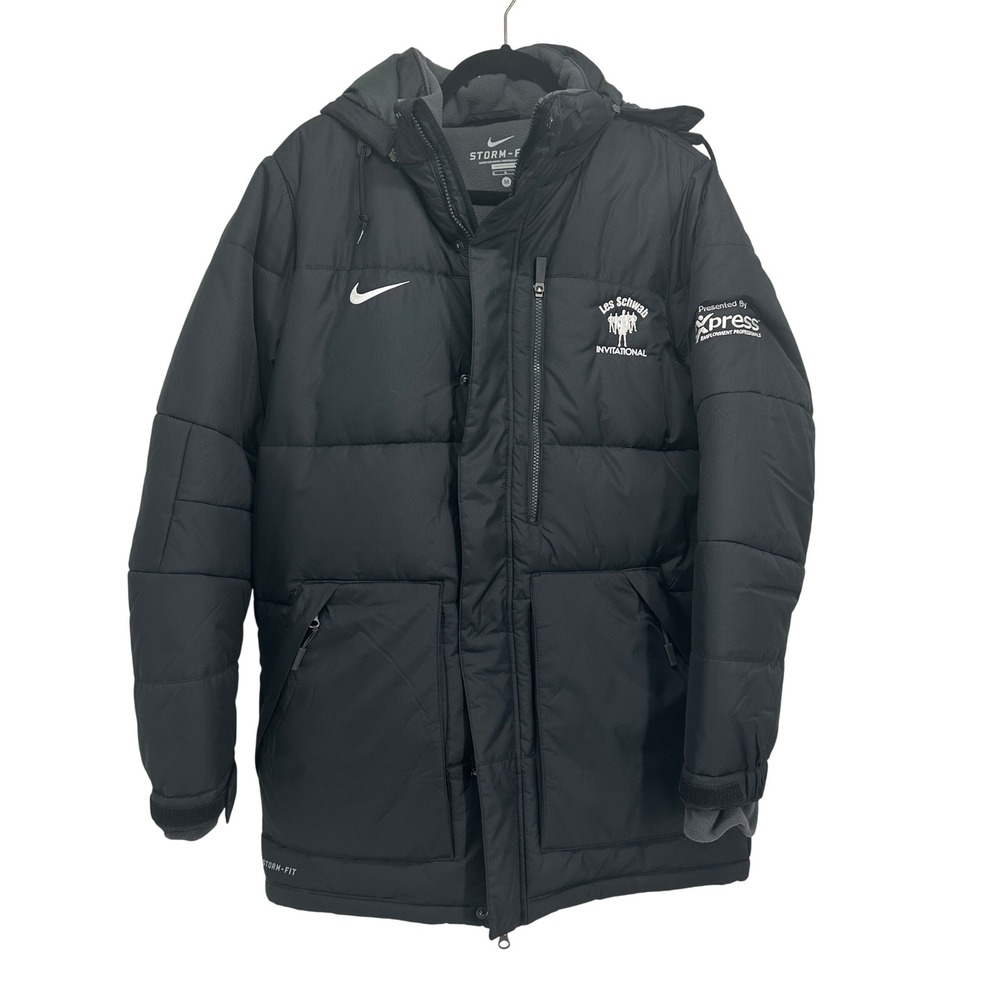 Nike Mens Medium Storm-FIT Puffer Parka Jacket Black Les Schwab Invitational